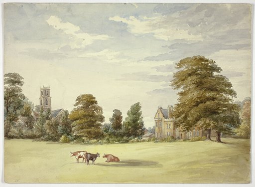 Cows before Manor House and Church