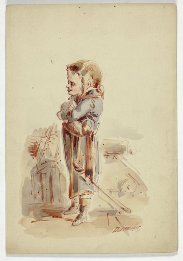 Boy Posing as Admiral on Ship