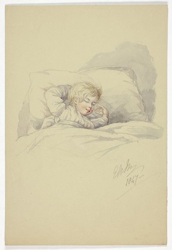 Child Asleep (recto), and Fishermen on Dock (verso)