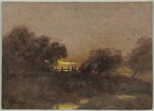 Landscape with Gate at Sunset