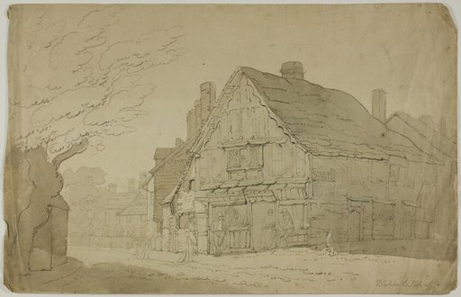 Blacksmith's Shop at Guildford (recto); Sketch of Two Tree Trunks (verso)
