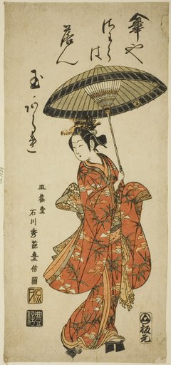 The Actor Segawa Kikunojo II holding an umbrella