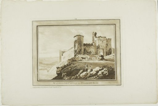 Manerbawr Castle in Pembroke Shire, plate eight from Twelve Views in South Wales