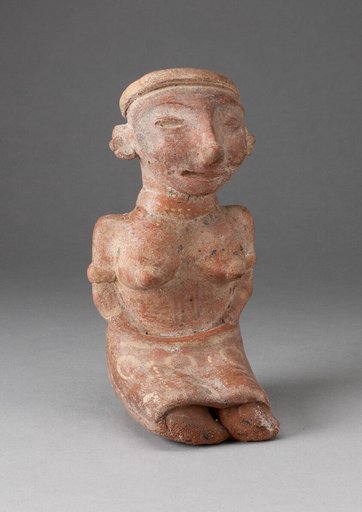 Seated Female Figurine with Patterned Skirt