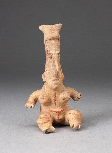 Seated Female Figurine with Elongated Head
