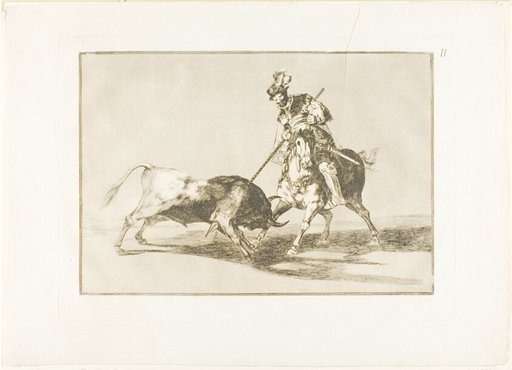 The Cid Campeador spearing another bull, plate eleven from The Art of Bullfighting