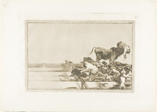 Dreadful events in the front rows of the ring at Madrid, and death of the mayor of Torrejón, plate 21 from The Art of Bullfighting