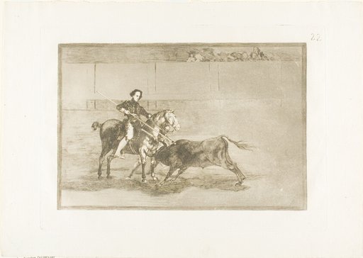 Manly courage of the celebrated Pajuelera in the ring at Saragossa, plate 22 from The Art of Bullfighting