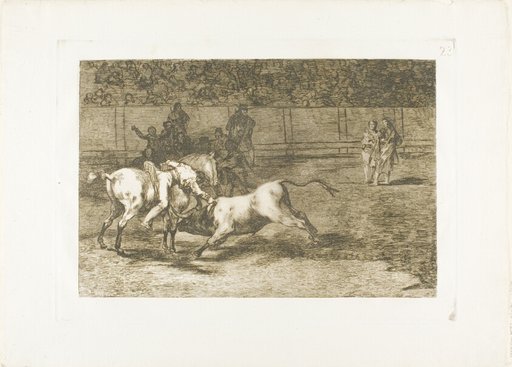 Mariano Ceballos, alias the Indian, kills the bull from his horse, plate 23 from The Art of Bullfighting