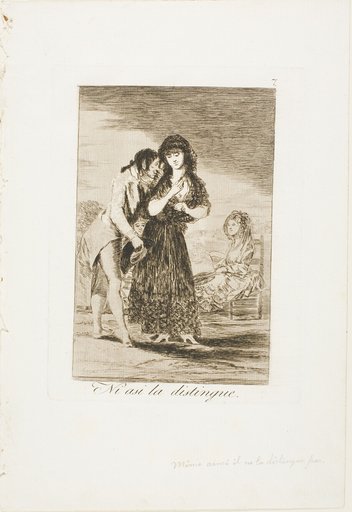 Even Thus he Cannot Make Her Out, plate seven from Los Caprichos
