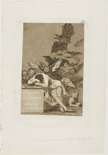 The Sleep of Reason Produces Monsters, plate 43 from Los Caprichos