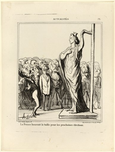 France preparing to get her candidates to pass muster under the measure of standards, plate 73 from Actualités