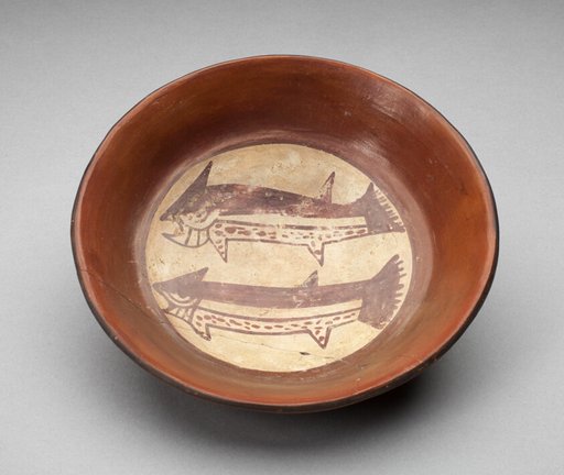 Plate Depicting a Pair of Sharks on its Interior
