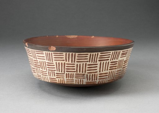 One of a Pair of Bowls with Textile-Like Pattern