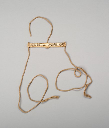 Balance-Beam Scale with Incised Circles and Strings Attached