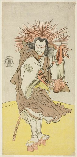 The Actor Nakayama Kojuro VI as Osada no Taro Kagemune (in Reality Hatcho Tsubute no Kiheiji), in the Guise of a Lamplighter of Gion Shrine, in Act Three from Part One of the Play Yukimotsu Take Furisode Genji (Snow-Covered Bamboo: Genji in Long Sleeves), Performed at the Nakamura Theater from the First Day of the Eleventh Month, 1785