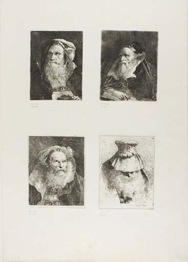 Old Man with a Book, Old Man with a Magnifying Glass, Old Man Meditating, Old Man with a Large Hat