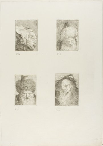 Profile of an Old Man, Turk Seen from the Front, Turk with Fur Hat, and Old Man with a Beard