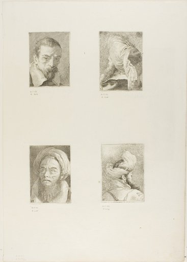 Old Man with a Beard and a Bare Head, Turk Seen from Behind, Turk with a Turban, Turk Seen from Behind