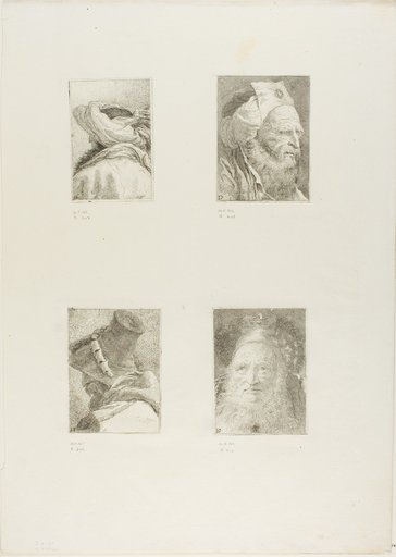 Turk Seen from Behind, Three-Quarter View of an Old Man with a Beard, Bearded Old Man with a Hat, Profile of an Old Man with a Hat