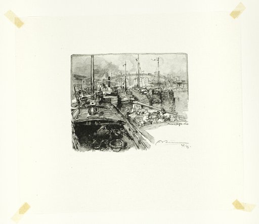 Villette Dock, plate five from Le Long de la Seine et des Boulevards