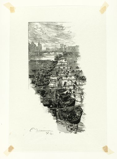 Apple Market, Viewed from the Pont Louis-Philippe, plate seven from Le Long de la Seine et des Boulevards