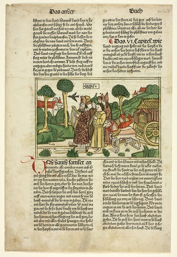 David and the Chosen Men of Israel Accompanying the Ark from The Bible (also called the Ninth German Bible), Plate 19 from Woodcuts from Books of the 15th Century