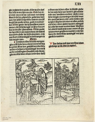 The Baptism of Christ and Forest Scene from Leven Christi (Life of Christ), Plate 43 from Woodcuts from Books of the 15th Century