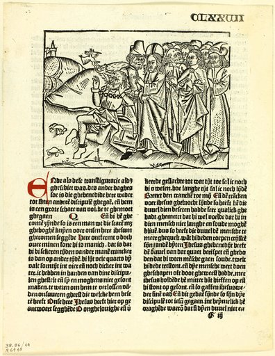Christ, after His Transfiguration, Exorcises the Devil from the Lunatic, from Leven Christi (Life of Christ), Plate 44 from Woodcuts from Books of the 15th Century