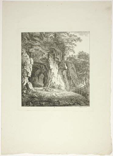 Shepherds and Sheep Resting Under a Bridge, plate seven from Paysages Dédiés à M. Warelet