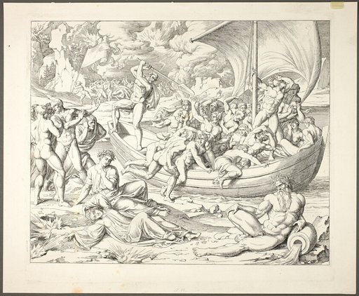 Charon's Bark with Souls Crossing the Styx, plate two from Darstellungen aus Dante's Hölle
