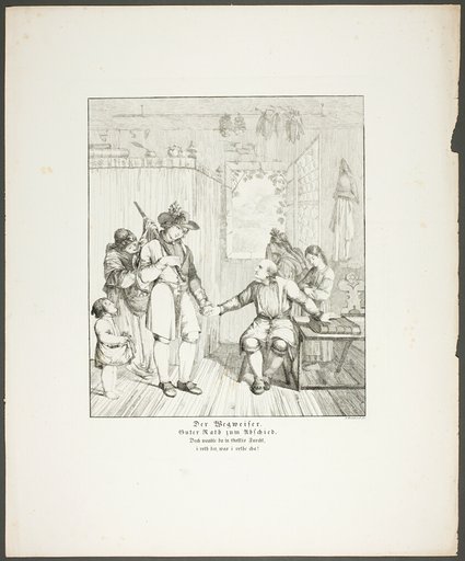 The Signpost (Der Wegweiser), plate ten from the series Poems in the Dialect of the Upper Rhine Region (Zehn Blätter zu Hebels Alemannischen Gedichten)