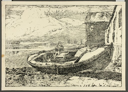 A Boy Sitting on a Banked Vessel