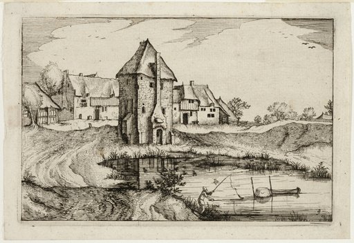 The Pond, plate nine after Pictures of Farms, Country Houses and Rustic Villages (Praediorum villarum et rusticarum casularum icones)