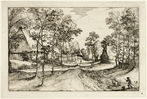Village Road, plate fourteen after Pictures of Farms, Country Houses and Rustic Villages (Praediorum villarum et rusticarum casularum icones)