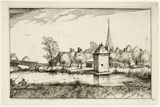 Pond and a Village, plate fifteen after Pictures of Farms, Country Houses and Rustic Villages (Praediorum villarum et rusticarum casularum icones)