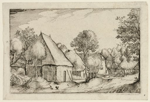 A Farmyard, plate five after Pictures of Farms, Country Houses and Rustic Villages (Praediorum villarum et rusticarum casularum icones)