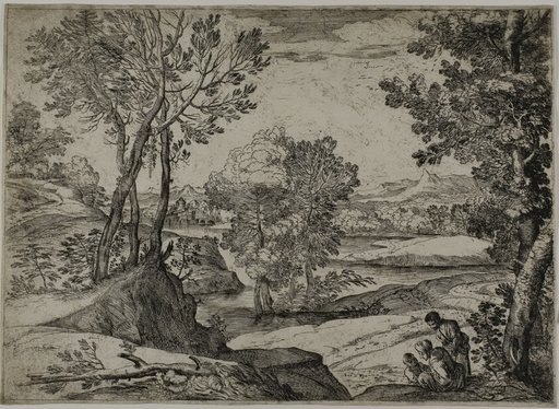 Woman, Her Child, and a Standing Man in a Landscape