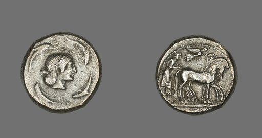 Tetradrachm (Coin) Depicting Quadriga with Bearded Charioteer