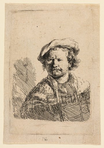Self-Portrait in a Flat Cap and Embroidered Dress