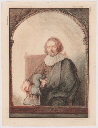 Portrait of a Man in an Armchair, from Collection d'imitations de Dessins d'après les Principaux Maîtres Hollandais et Flamands