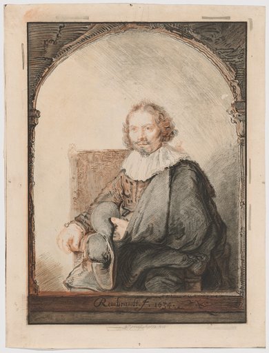 Portrait of a Man in an Armchair, from Collection d'imitations de Dessins d'après les Principaux Maîtres Hollandais et Flamands