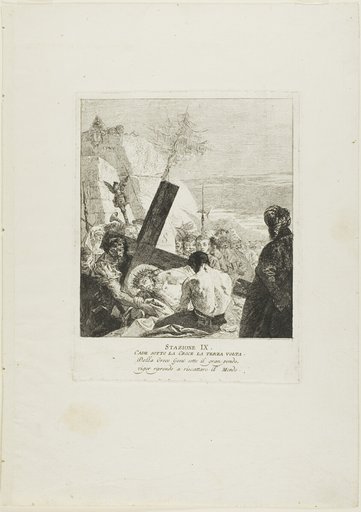 Christ Falls Beneath the Cross for the Third Time, plate nine from Stations of the Cross