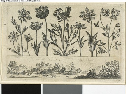 Flowers and Landscape, from Livre Nouveau de Fleurs...