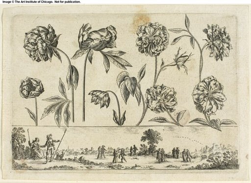 Flowers and Landscape, from Livre Nouveau de Fleurs...
