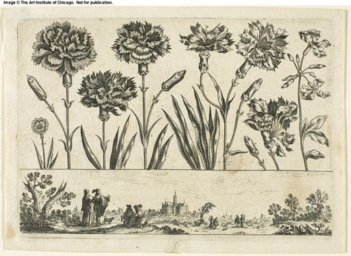 Flowers and Landscape, from Livre Nouveau de Fleurs...
