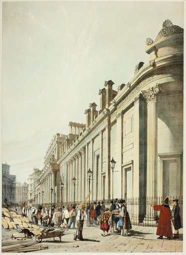 The Bank Looking Towards the Mansion House, from Original Views of London as It Is