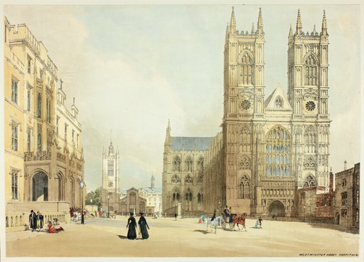 Westminster Abbey, Hospital and Company, plate seven from Original Views of London as It Is