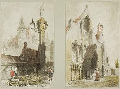 Fish Market, Antwerp and Hospice des Vieillards, Cand, from Picturesque Architecture in Paris, Ghent, Antwerp, Touen, etc.