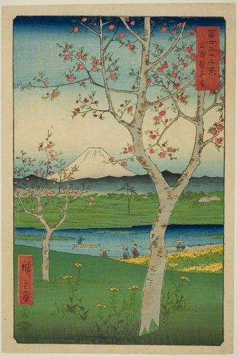 The Outskirts of Koshigaya in Musashi Province (Musashi Koshigaya zai), from the series "Thirty-six Views of Mount Fuji (Fuji sanjurokkei)"